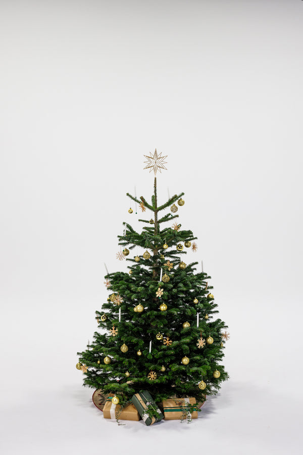 Pyntet juletrær i guldtema