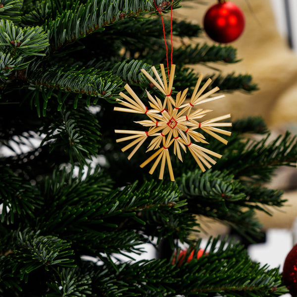 1 seks juletræs pynt af strå